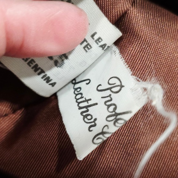 Vintage Comint Metallic Patterned Leather Bomber Jacket Brown Size M - Picture 13 of 15